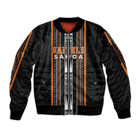 Personalised Vaitele Samoa Sleeve Zip Bomber Jacket Samoan Tribal Pattern LT05 Unisex Orange - Polynesian Pride