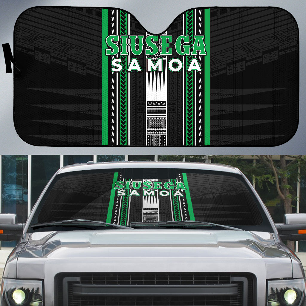 Siusega Samoa Auto Sun Shade Samoan Tribal Pattern LT05 Green - Polynesian Pride