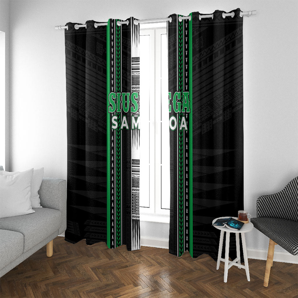 Siusega Samoa Window Curtain Samoan Tribal Pattern LT05 With Grommets Green - Polynesian Pride