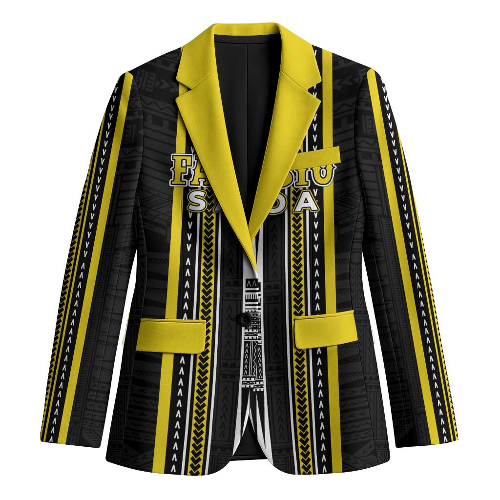 Personalised Faleasiu Samoa Blazer Samoan Tribal Pattern LT05 Unisex Yellow - Polynesian Pride