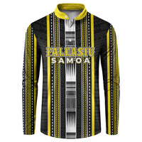 Personalised Faleasiu Samoa Button Sweatshirt Samoan Tribal Pattern LT05 Yellow - Polynesian Pride