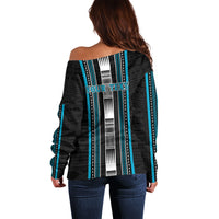 Personalised Faleula Samoa Off Shoulder Sweater Samoan Tribal Pattern LT05 - Polynesian Pride