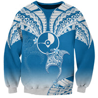 FSM Yap Constitution Day Sweatshirt Polynesian Batoids LT05 Unisex Blue - Polynesian Pride