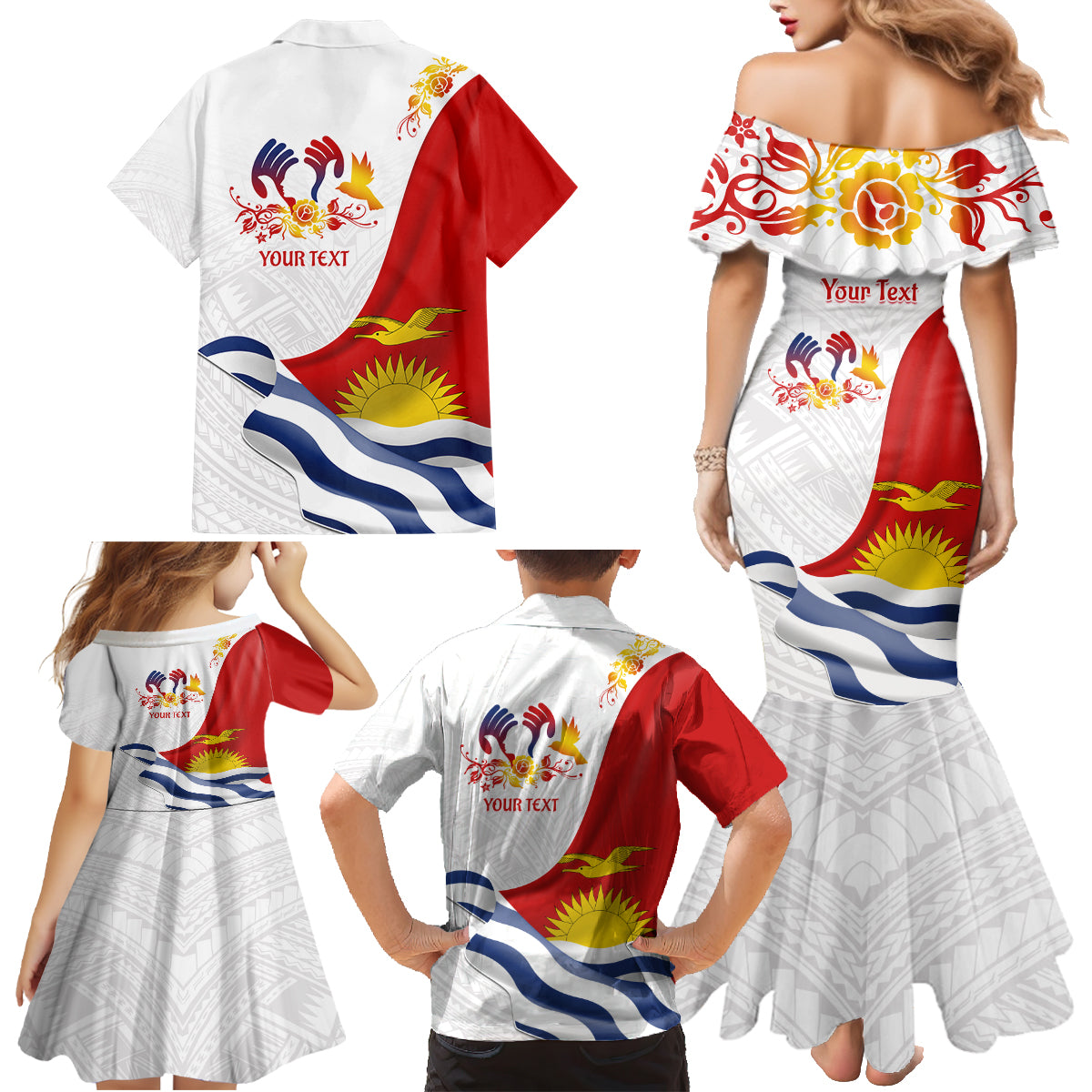 Personalised Kiribati Human Rights Day Family Matching Mermaid Dress and Hawaiian Shirt Polynesian Style LT05 - Polynesian Pride