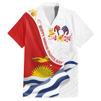 Personalised Kiribati Human Rights Day Family Matching Puletasi Dress and Hawaiian Shirt Polynesian Style LT05 Dad's Shirt - Short Sleeve White - Polynesian Pride