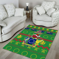 Cook Islands Christmas Area Rug Santa Coat Of Arms Meri Kiritimiti LT05 - Polynesian Pride