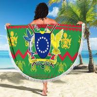 Cook Islands Christmas Beach Blanket Santa Coat Of Arms Meri Kiritimiti LT05 - Wonder Print Shop