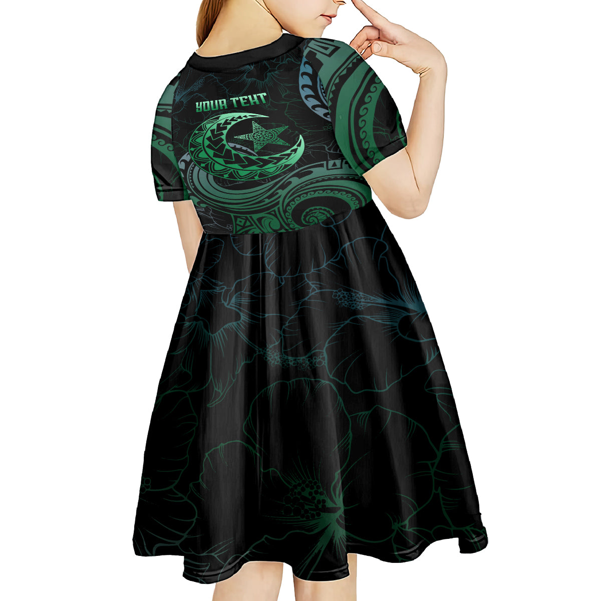 Personalised Polynesia Kid Short Sleeve Dress With Islam Crescent And Star LT05 - Polynesian Pride