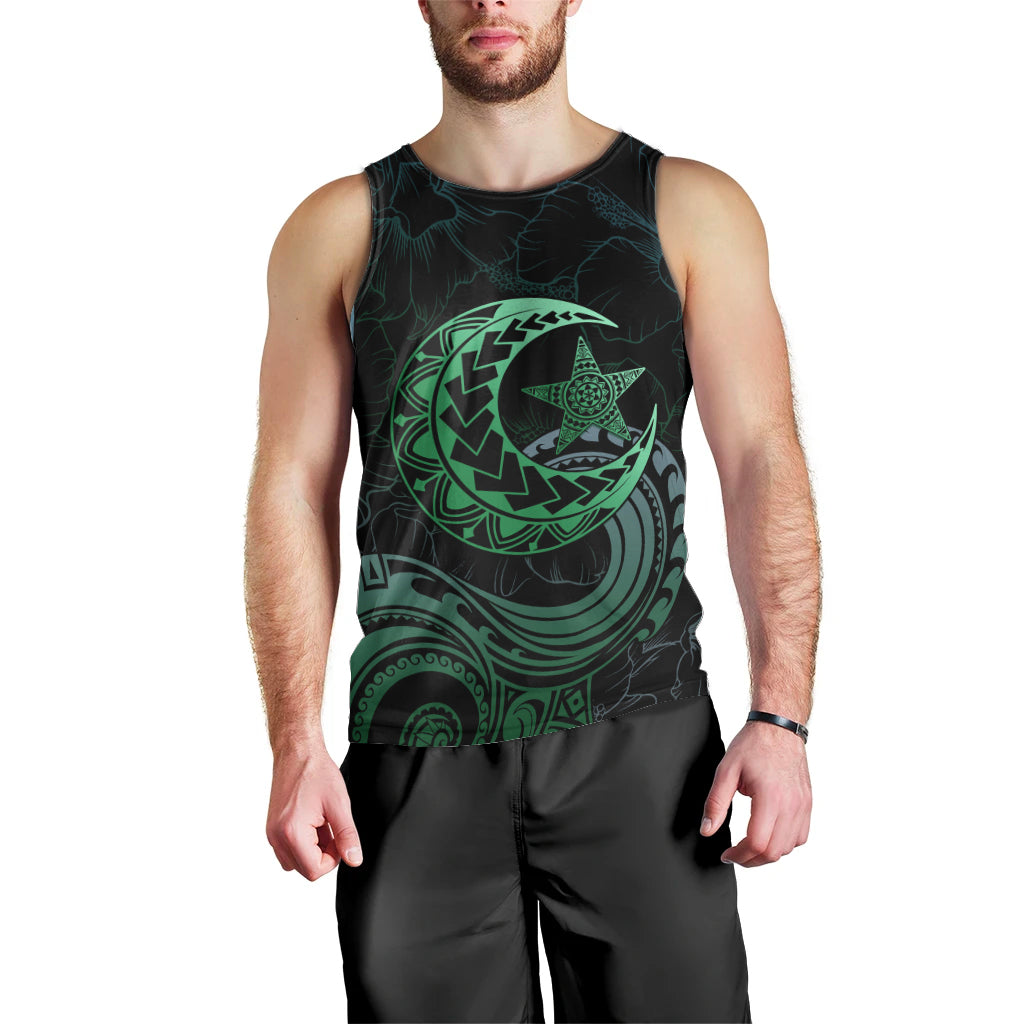 Personalised Polynesia Men Tank Top With Islam Crescent And Star LT05 - Polynesian Pride