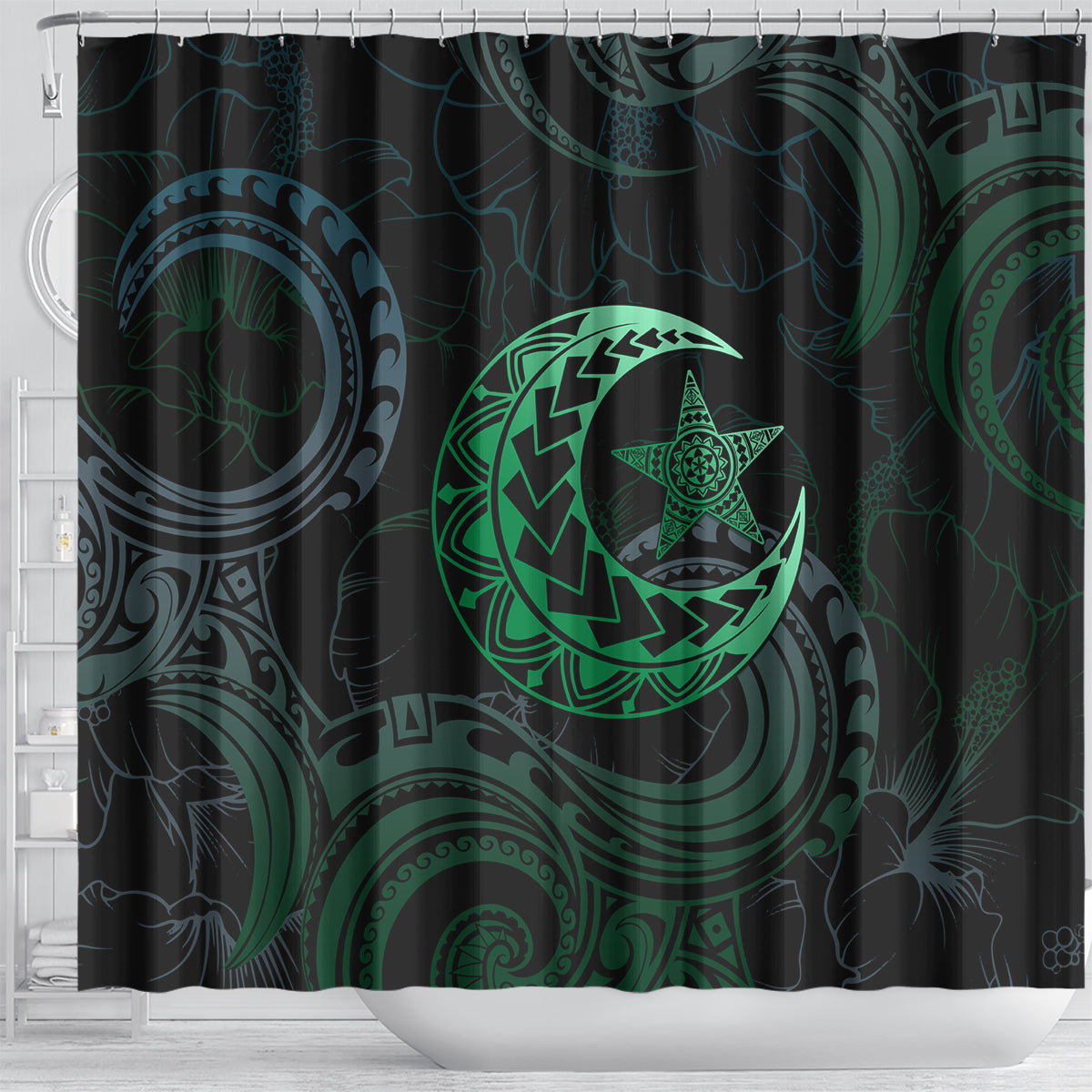 Polynesia Shower Curtain With Islam Crescent And Star LT05 - Polynesian Pride