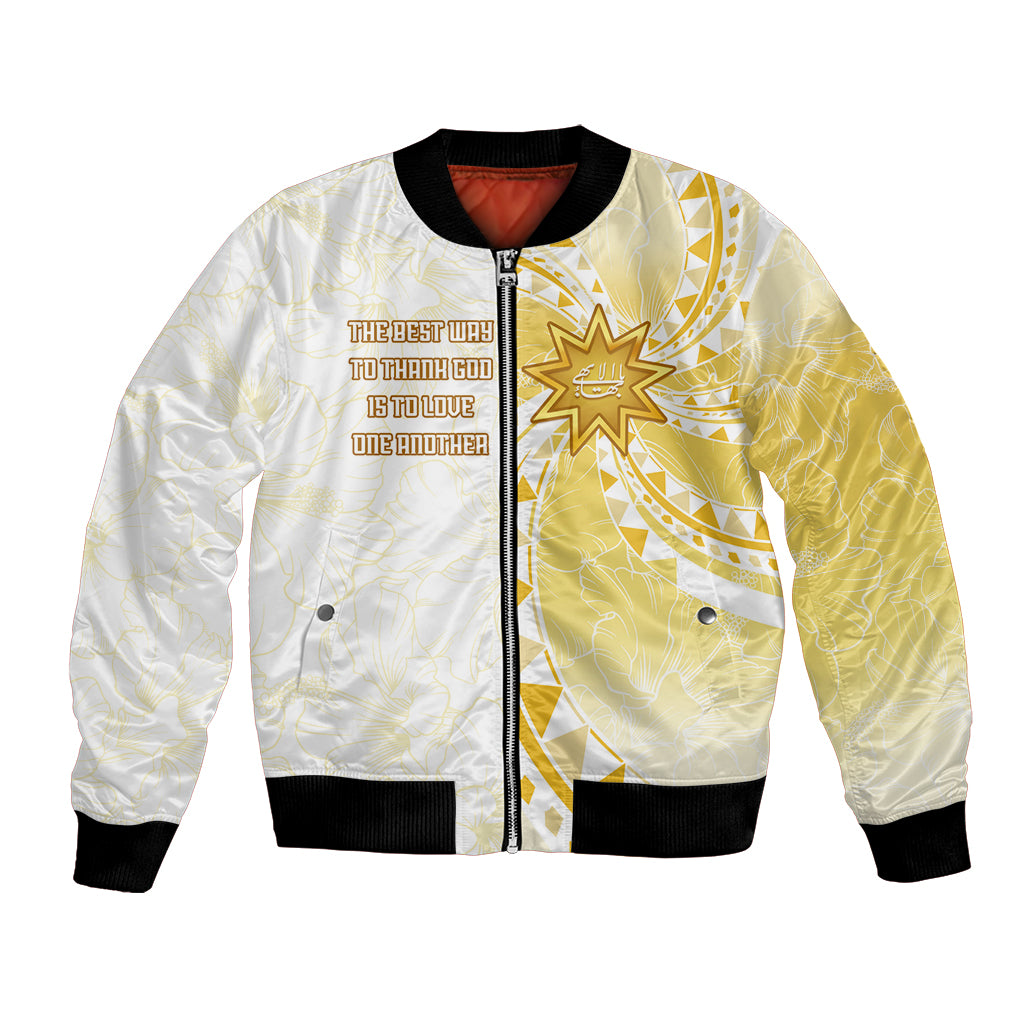 Personalised Polynesia Bomber Jacket Bahai Faith Symbol LT05 Unisex Yellow - Polynesian Pride