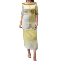Personalised Polynesia Family Matching Puletasi Dress and Hawaiian Shirt Bahai Faith Symbol LT05 Mom's Dress Yellow - Polynesian Pride