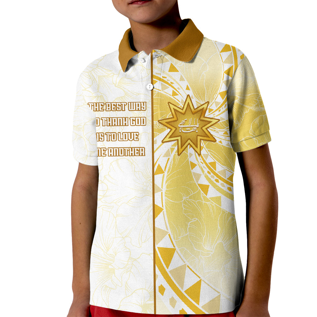 Personalised Polynesia Kid Polo Shirt Bahai Faith Symbol LT05 Kid Yellow - Polynesian Pride