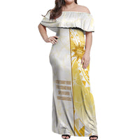 Personalised Polynesia Off Shoulder Maxi Dress Bahai Faith Symbol LT05 Women Yellow - Polynesian Pride