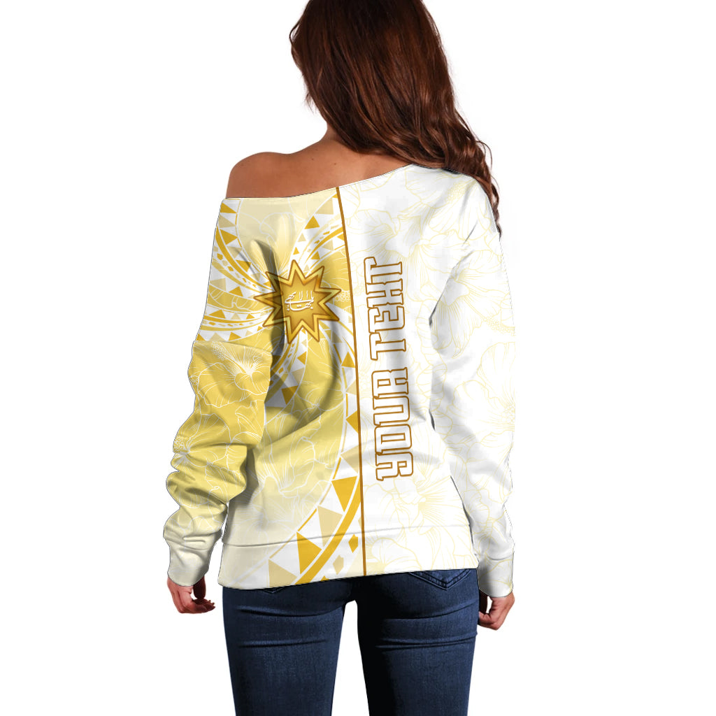 Personalised Polynesia Off Shoulder Sweater Bahai Faith Symbol LT05 - Polynesian Pride
