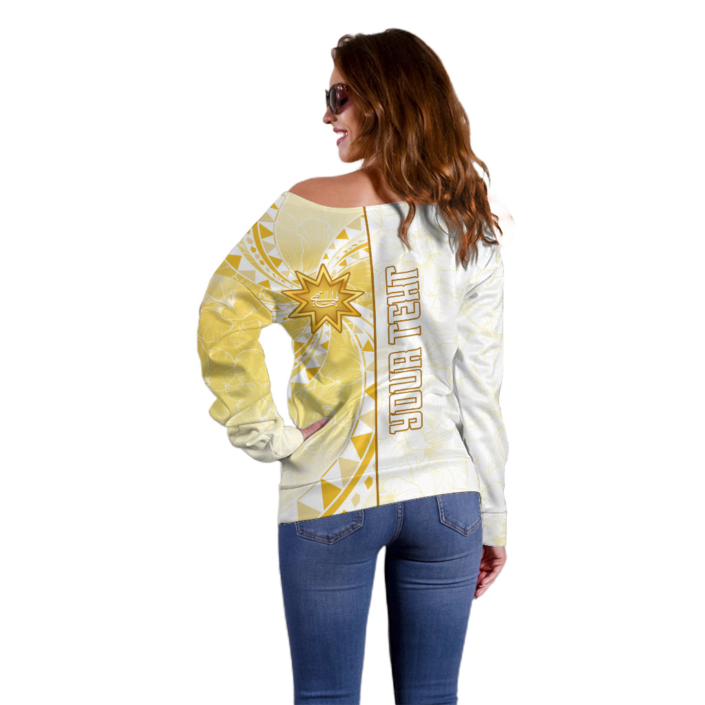 Personalised Polynesia Off Shoulder Sweater Bahai Faith Symbol LT05 - Polynesian Pride