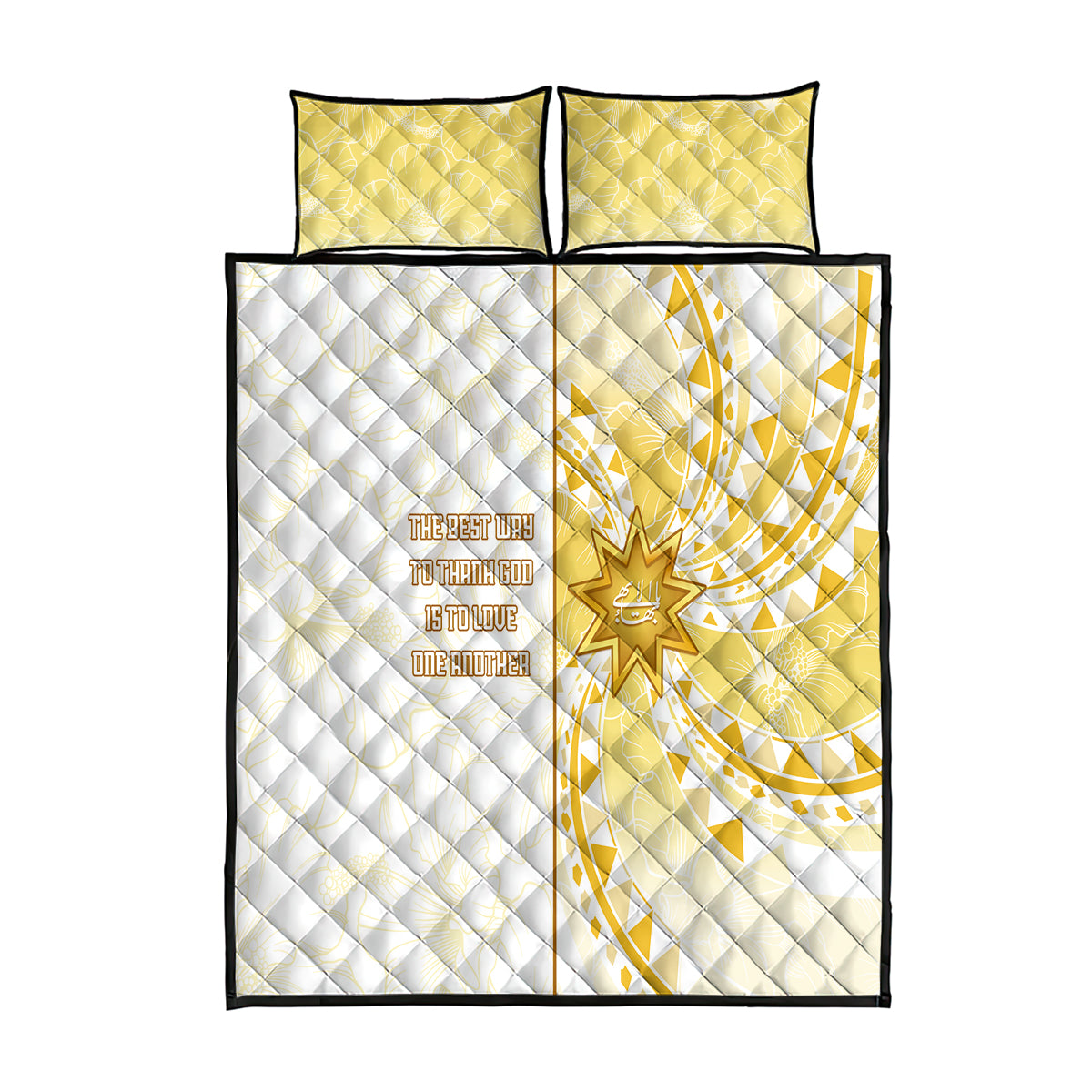 Polynesia Quilt Bed Set Bahai Faith Symbol LT05 Yellow - Polynesian Pride