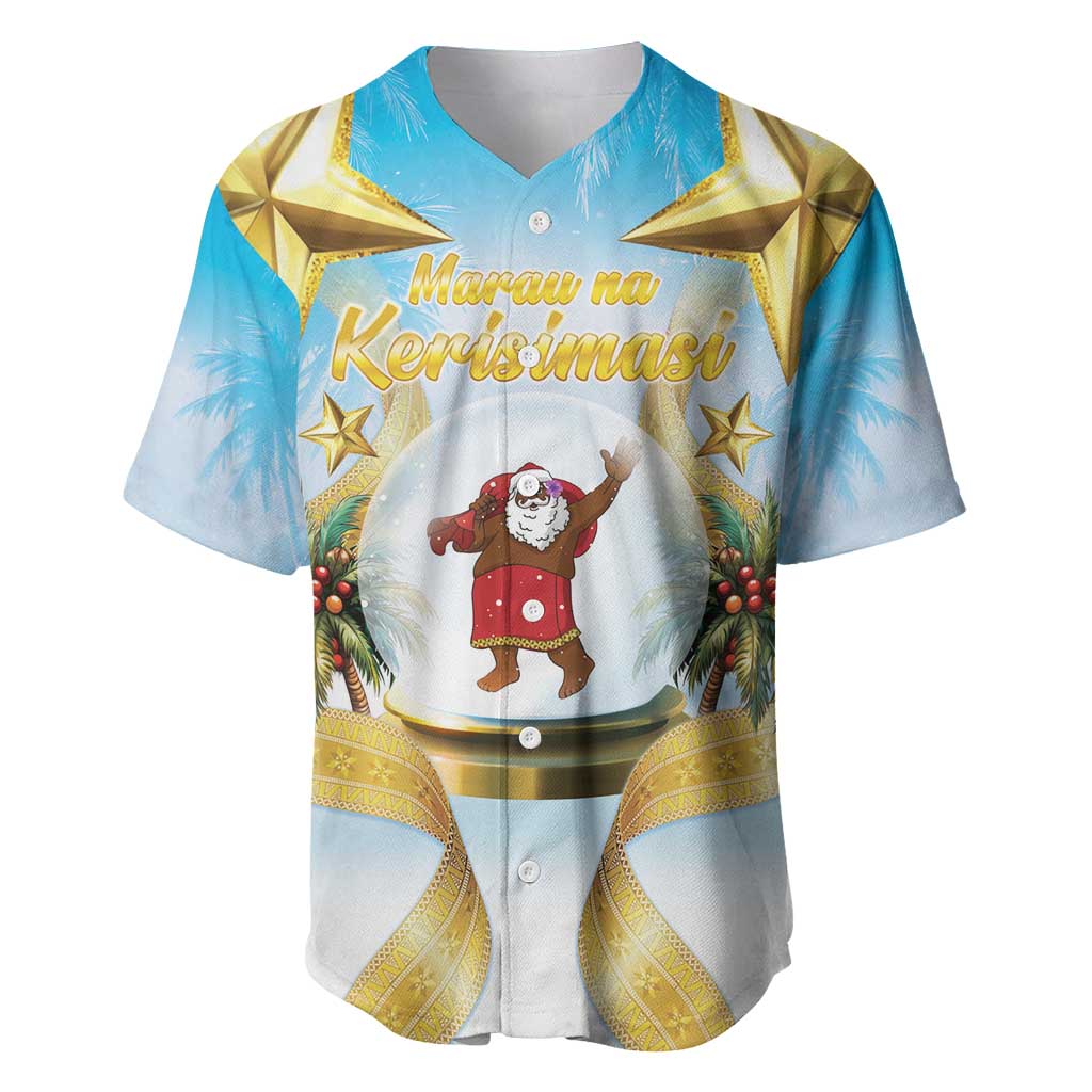 Fiji Christmas Baseball Jersey Snow Globe With Fijian Santa LT05