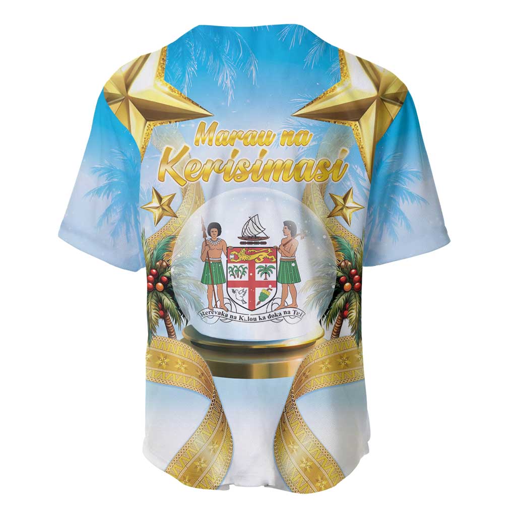 Fiji Christmas Baseball Jersey Snow Globe With Fijian Santa LT05 - Polynesian Pride