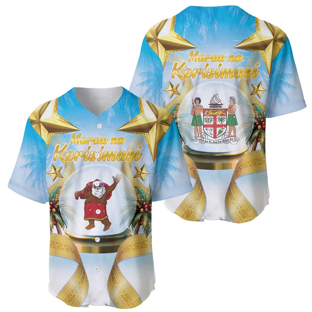 Fiji Christmas Baseball Jersey Snow Globe With Fijian Santa LT05 - Polynesian Pride