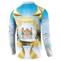 Fiji Christmas Button Sweatshirt Snow Globe With Fijian Santa LT05