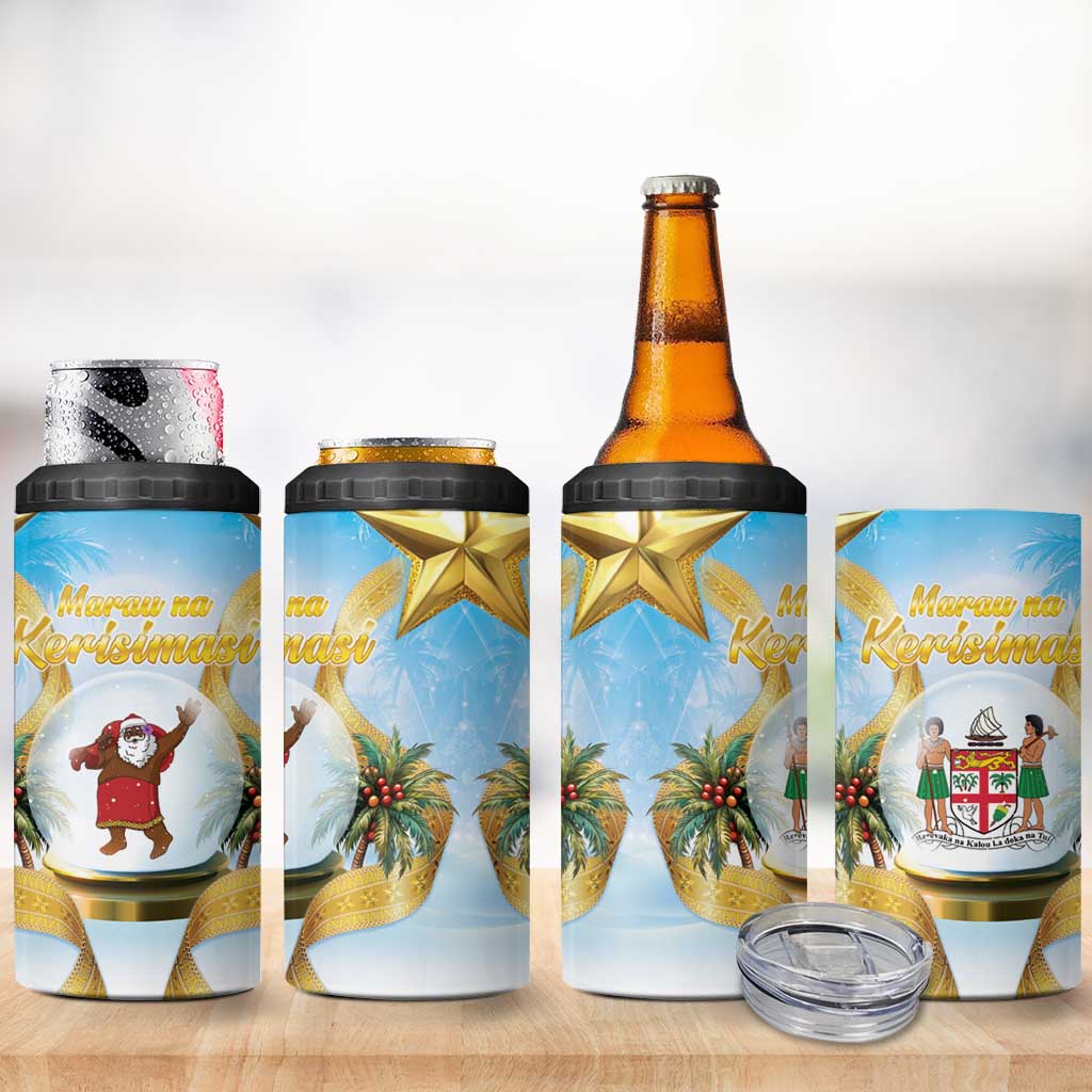 Fiji Christmas 4 in 1 Can Cooler Tumbler Snow Globe With Fijian Santa LT05