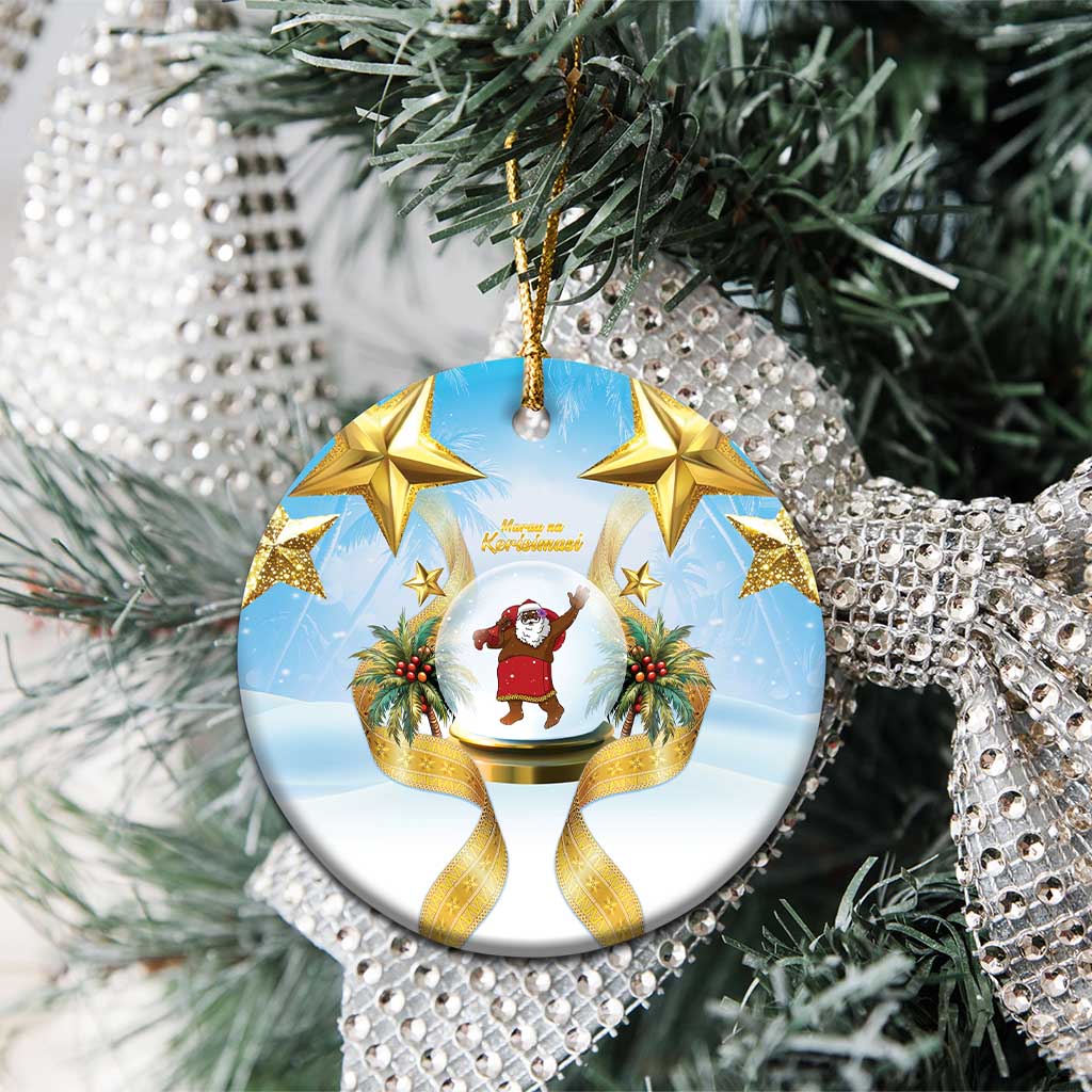 Fiji Christmas Ceramic Ornament Snow Globe With Fijian Santa - Polynesian Pride