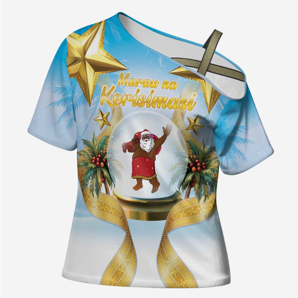 Fiji Christmas Cross Shoulder Shirt Snow Globe With Fijian Santa LT05