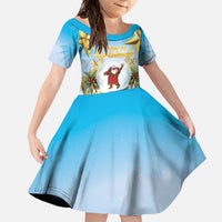 Fiji Christmas Family Matching Long Sleeve Bodycon Dress and Hawaiian Shirt Snow Globe With Fijian Santa LT05