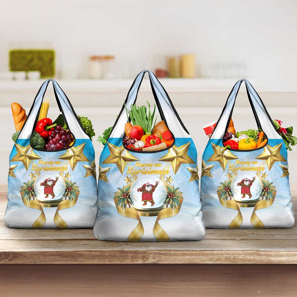 Fiji Christmas Grocery Bag Snow Globe With Fijian Santa LT05