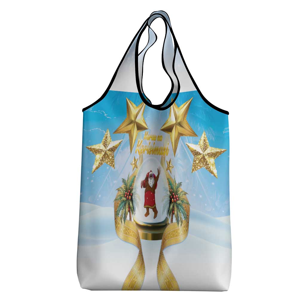 Fiji Christmas Grocery Bag Snow Globe With Fijian Santa LT05