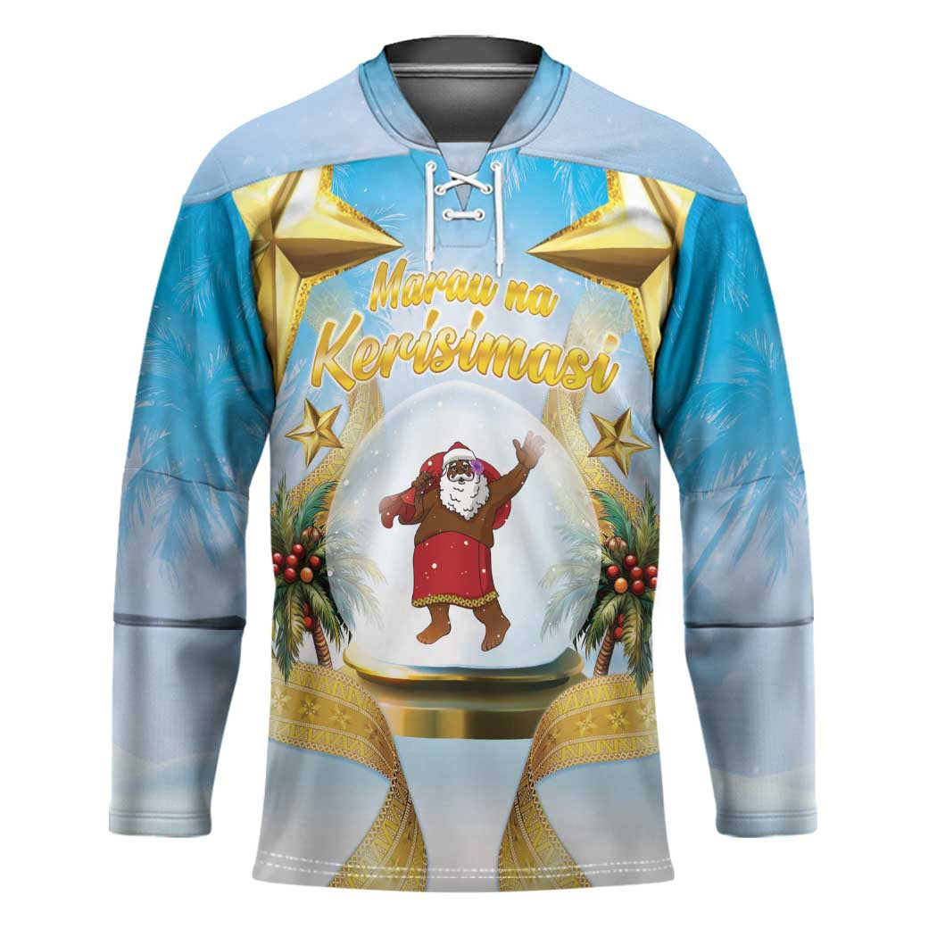 Fiji Christmas Hockey Jersey Snow Globe With Fijian Santa LT05