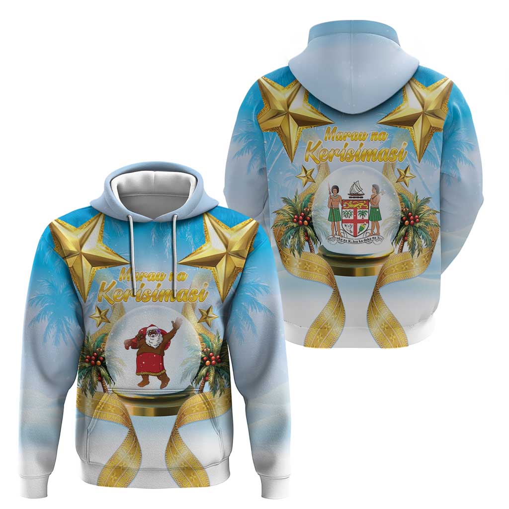 Fiji Christmas Hoodie Snow Globe With Fijian Santa LT05