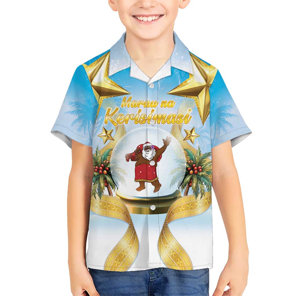 Fiji Christmas Kid Hawaiian Shirt Snow Globe With Fijian Santa LT05