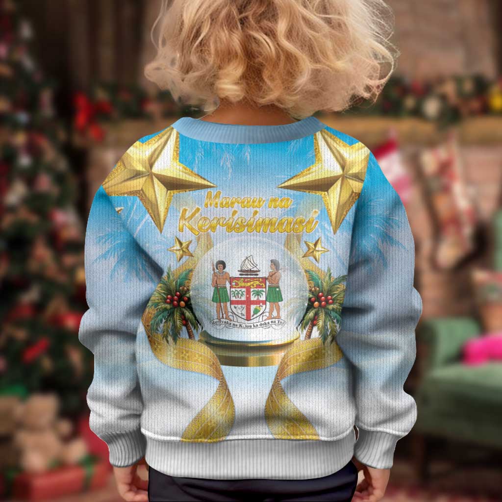 Fiji Christmas Kid Ugly Christmas Sweater Snow Globe With Fijian Santa - Polynesian Pride