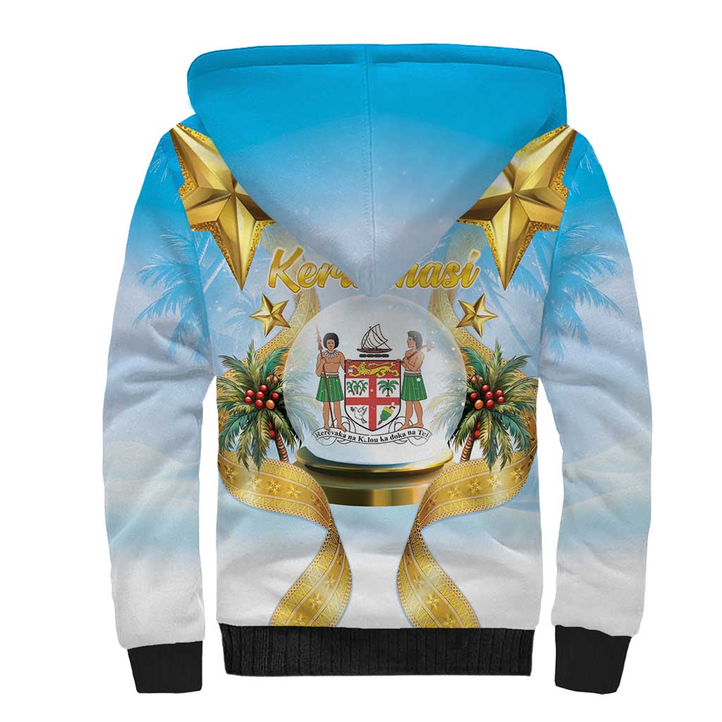 Fiji Christmas Sherpa Hoodie Snow Globe With Fijian Santa LT05