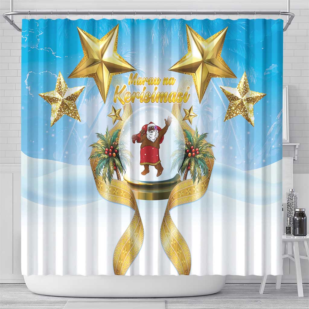 Fiji Christmas Shower Curtain Snow Globe With Fijian Santa LT05 - Polynesian Pride