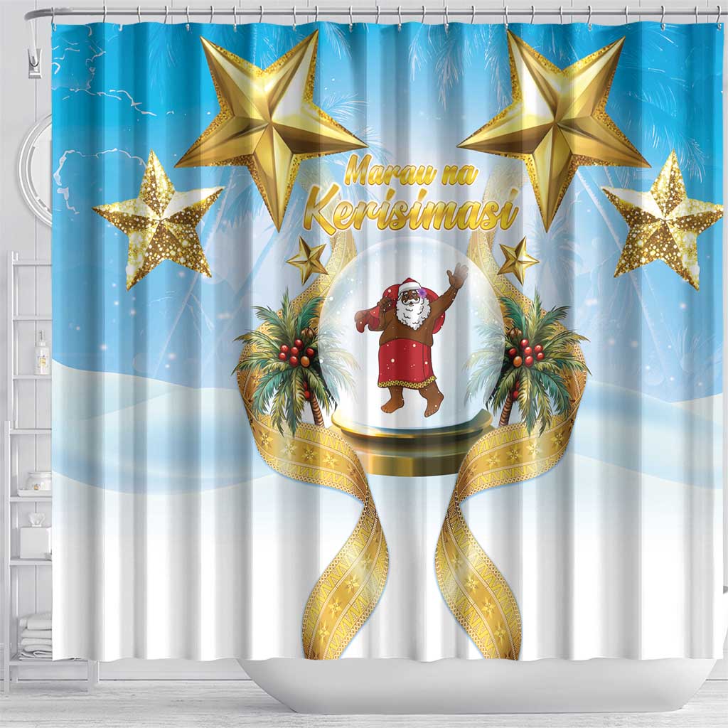 Fiji Christmas Shower Curtain Snow Globe With Fijian Santa LT05 - Polynesian Pride