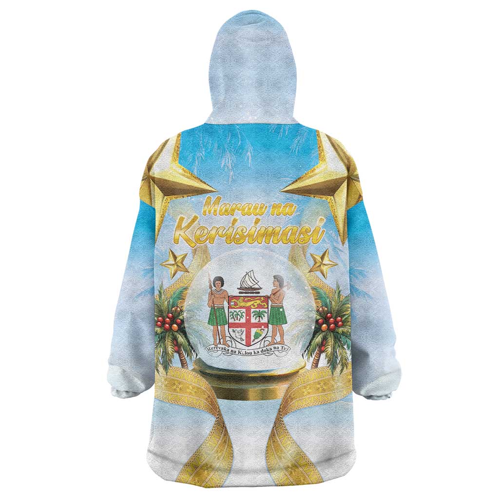 Fiji Christmas Wearable Blanket Hoodie Snow Globe With Fijian Santa LT05