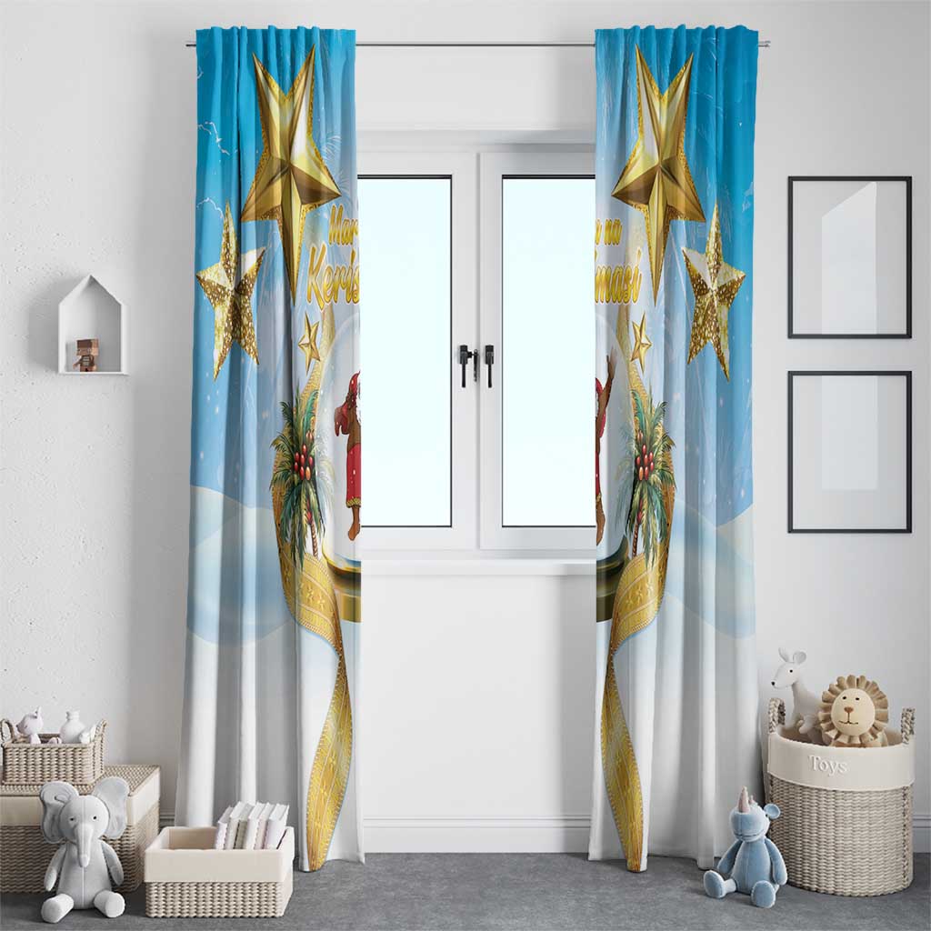 Fiji Christmas Window Curtain Snow Globe With Fijian Santa LT05