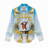 Fiji Christmas Women Casual Shirt Snow Globe With Fijian Santa LT05