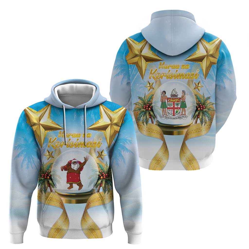 Fiji Christmas Zip Hoodie Snow Globe With Fijian Santa LT05