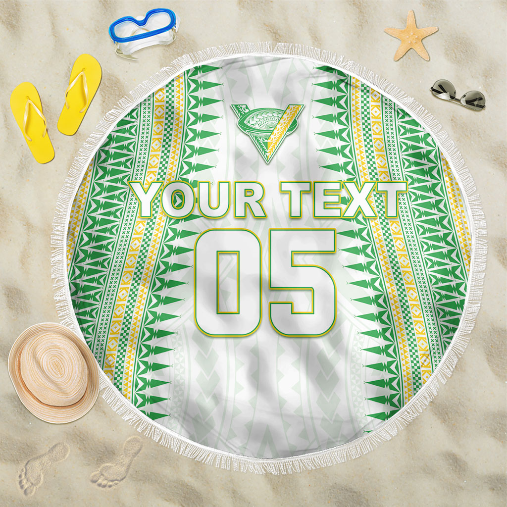 Cook Islands Rugby Custom Beach Blanket Kuki Tribal Pattern White Version
