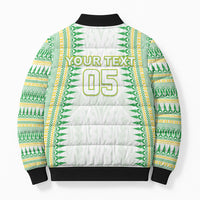 Cook Islands Rugby Custom Bomber Puffer Jacket Kuki Tribal Pattern White Version