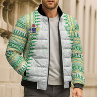 Cook Islands Rugby Custom Bomber Puffer Jacket Kuki Tribal Pattern White Version