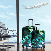 Hawaii Humuhumu Reef Triggerfish Luggage Cover Turquoise With Plumeria LT05 - Polynesian Pride