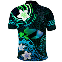 Personalised Hawaii Humuhumu Reef Triggerfish Polo Shirt Turquoise With Plumeria LT05 - Polynesian Pride
