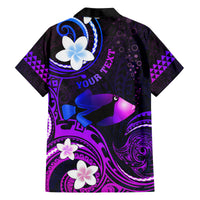 Personalised Hawaii Humuhumu Reef Triggerfish Family Matching Summer Maxi Dress and Hawaiian Shirt Violet With Plumeria LT05 - Polynesian Pride