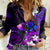 Personalised Hawaii Humuhumu Reef Triggerfish Women Casual Shirt Violet With Plumeria LT05 Female Violet - Polynesian Pride
