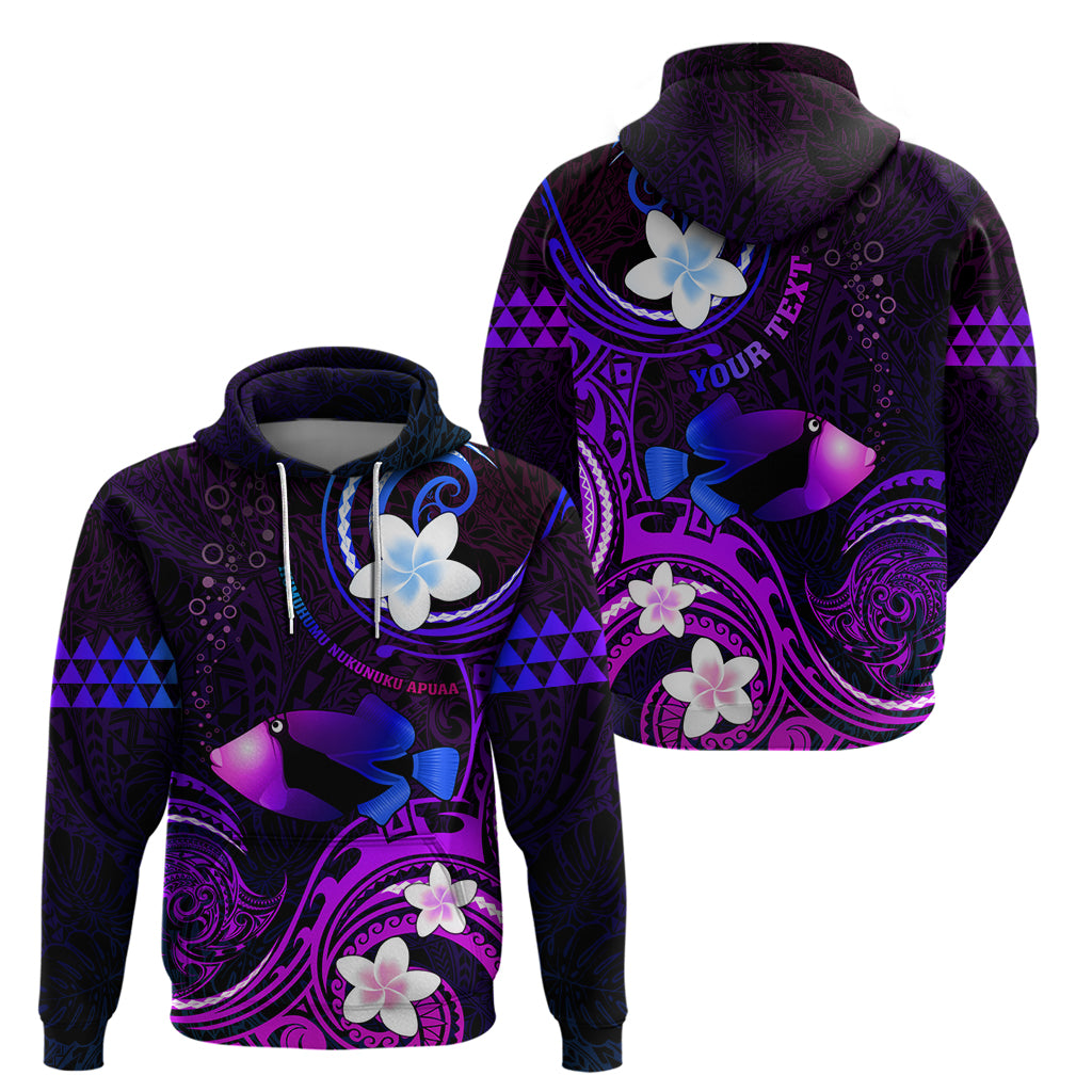 Personalised Hawaii Humuhumu Reef Triggerfish Zip Hoodie Violet With Plumeria LT05 - Polynesian Pride